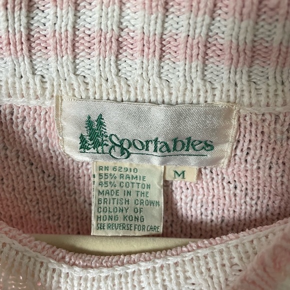 Vintage sweater, pink plaid, retro, size M - Picture 3 of 5